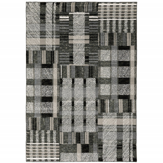 2' X 3' Gray and Black Geometric Power Loom Area Rug