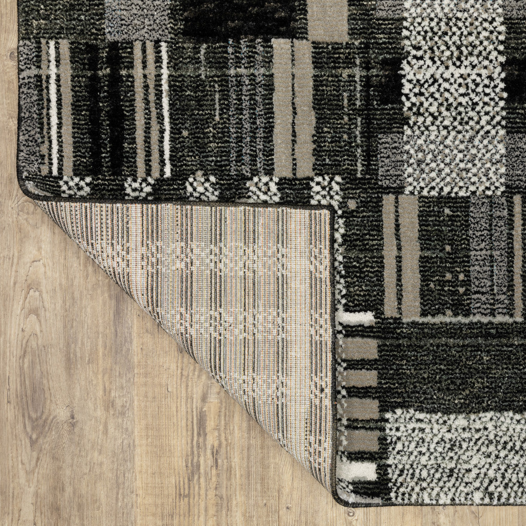 2' X 3' Gray and Black Geometric Power Loom Area Rug