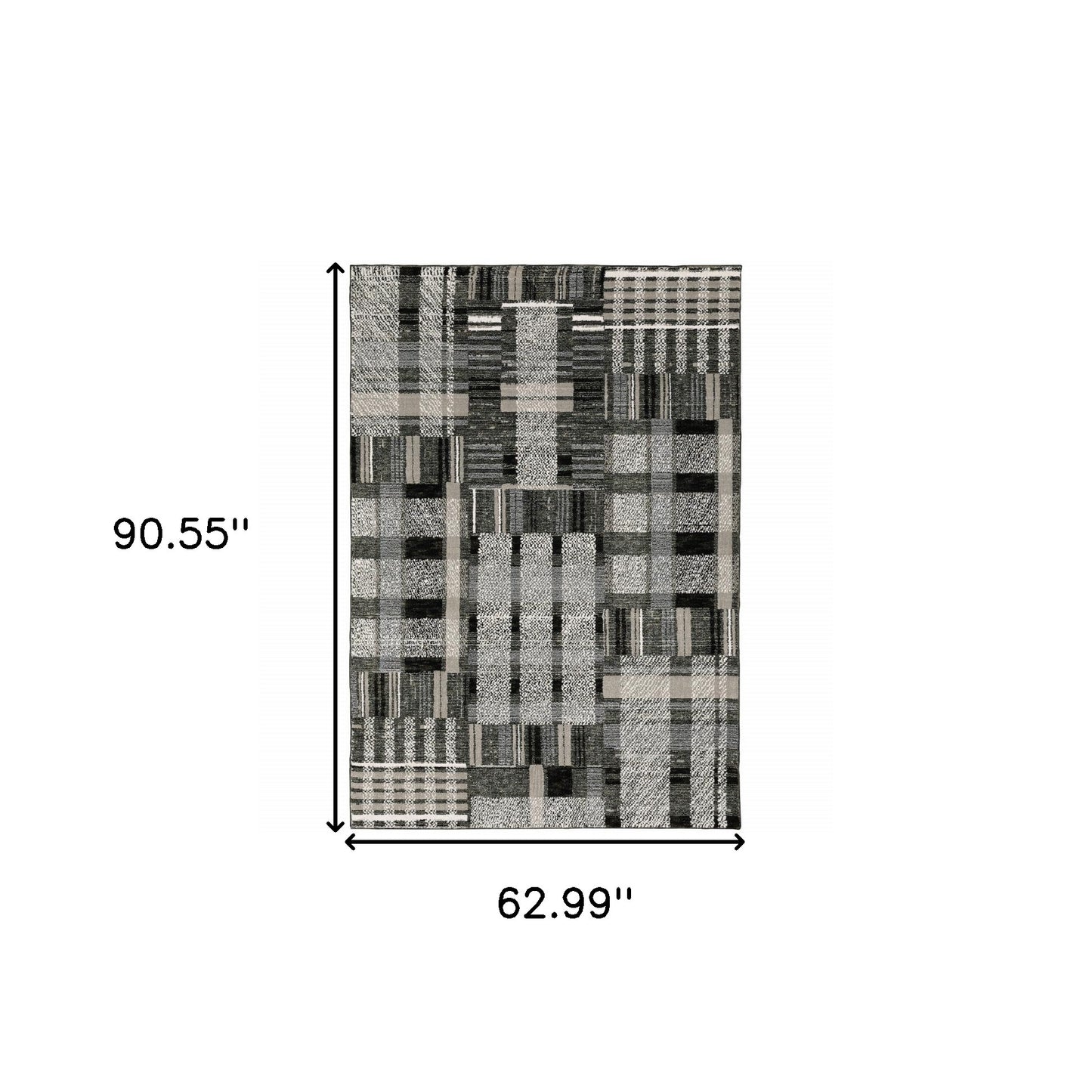 5' x 7' Gray and Black Geometric Power Loom Area Rug