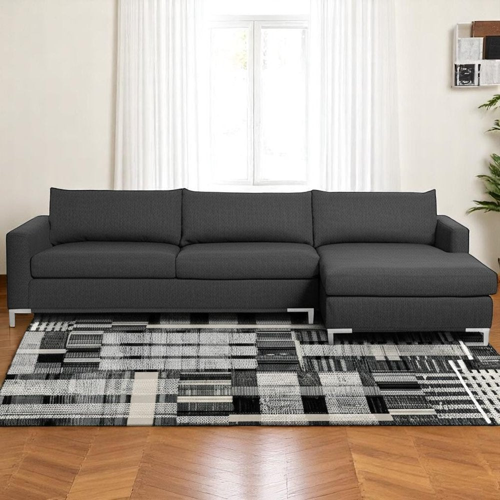 7' X 10' Gray and Black Geometric Power Loom Area Rug