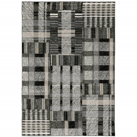 8' X 11' Gray and Black Geometric Power Loom Area Rug