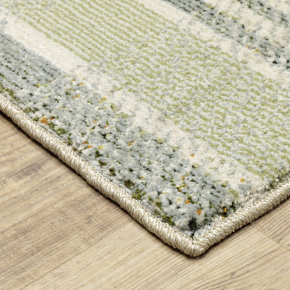 8' Blue And Green Geometric Runner Rug
