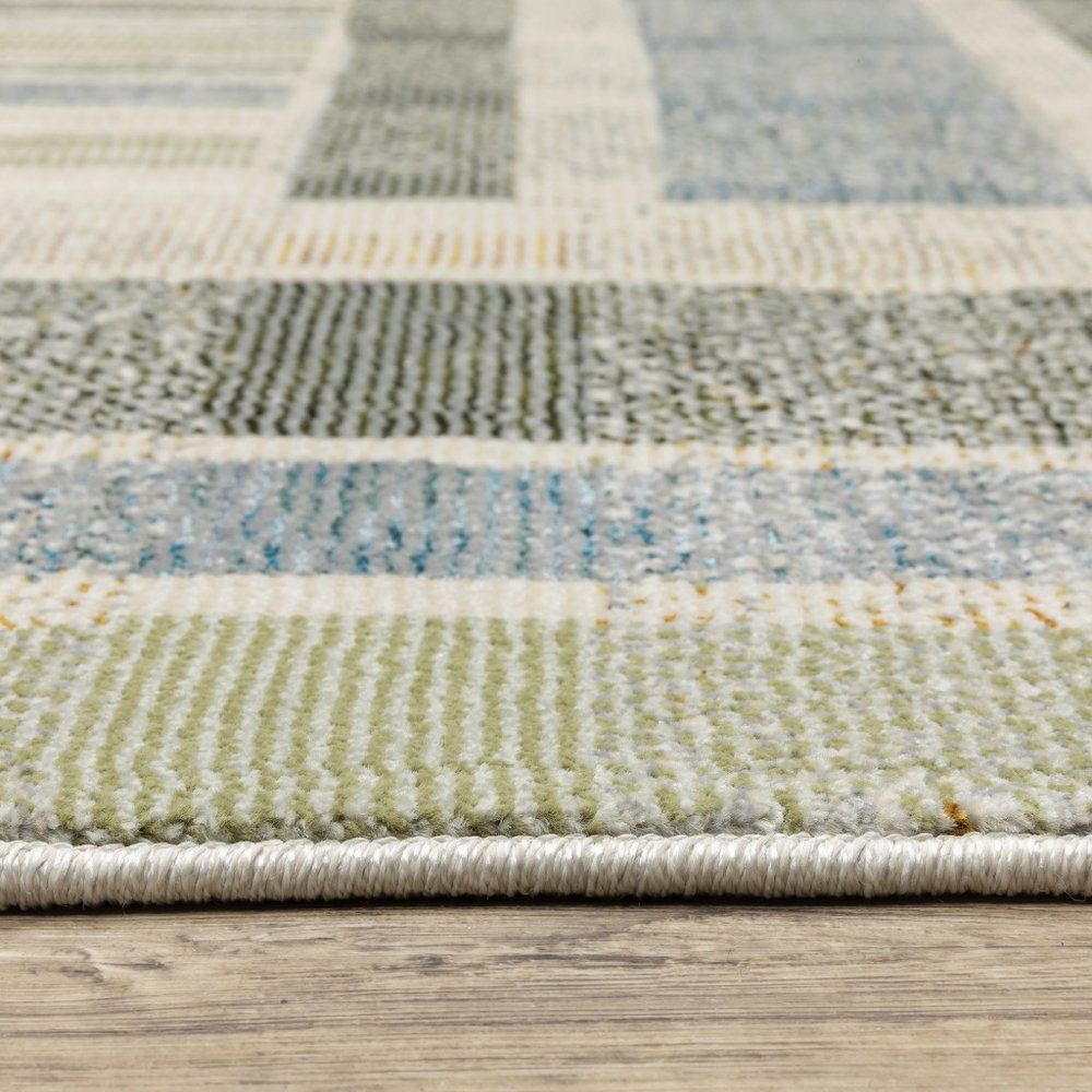 9' X 12' Blue And Green Geometric Area Rug
