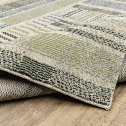 9' X 12' Blue And Green Geometric Area Rug