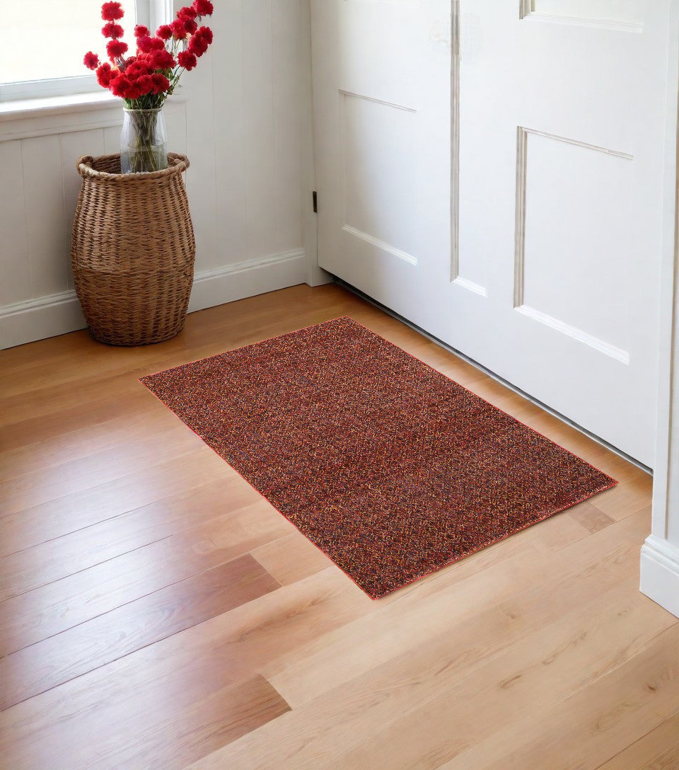 2' X 3' Red and Gold Geometric Power Loom Area Rug