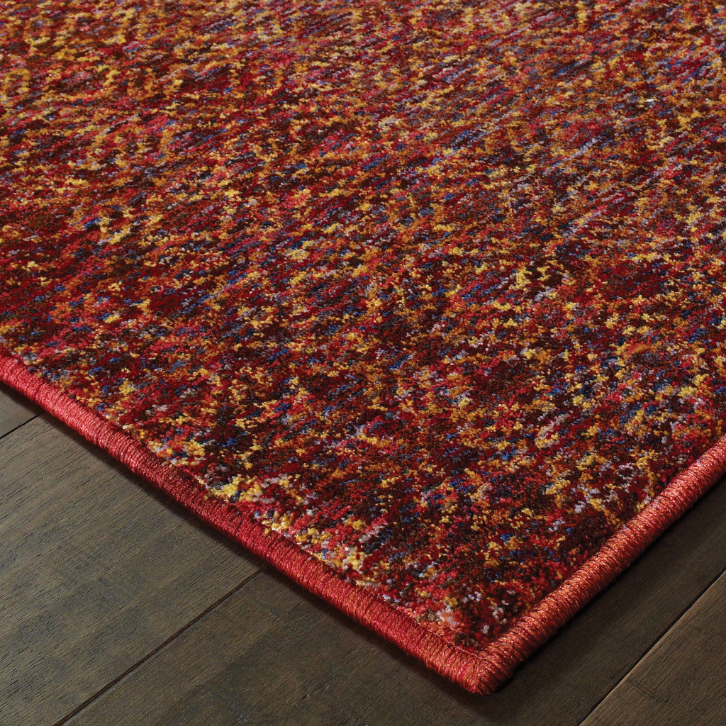 8' Runner Red and Gold Geometric Power Loom Runner Rug