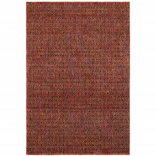 5' x 7' Red and Gold Geometric Power Loom Area Rug