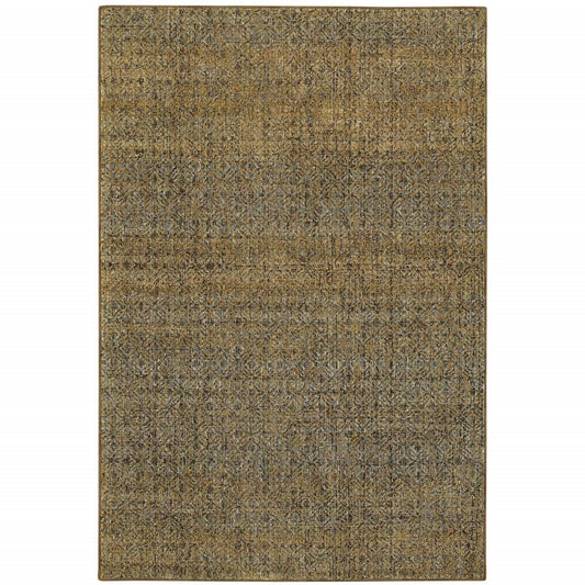 5' X 7' Green Geometric Power Loom Area Rug