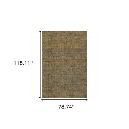 7' X 10' Green Geometric Power Loom Area Rug