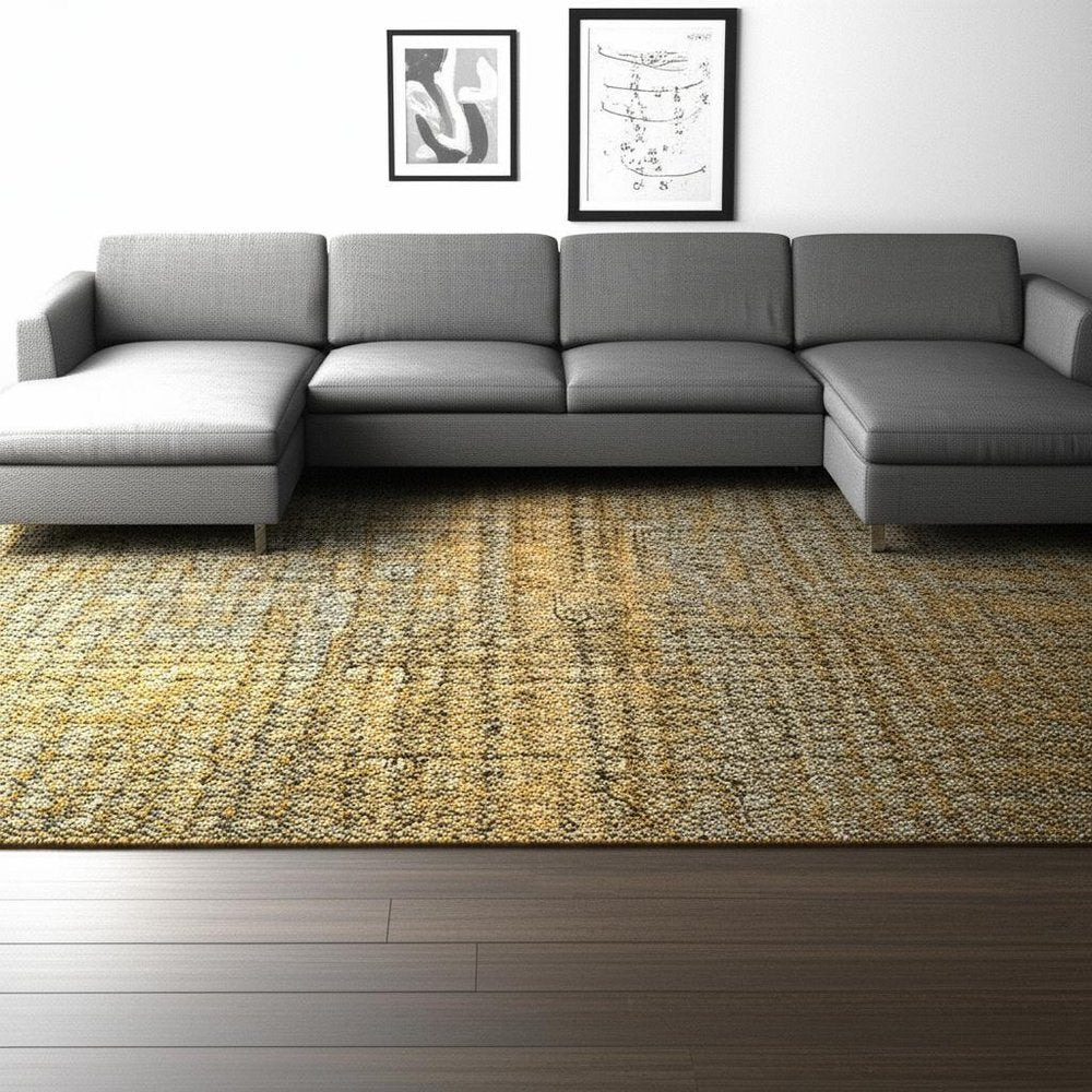 7' X 10' Green Geometric Power Loom Area Rug