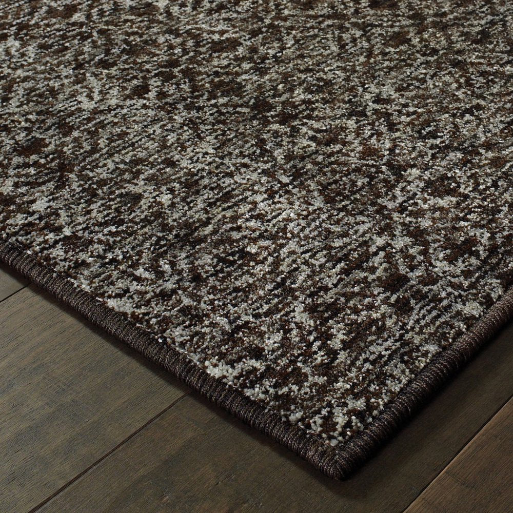 12' Charcoal Gray And Brown Geometric Runner Rug