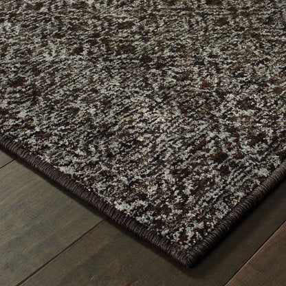 12' Charcoal Gray And Brown Geometric Runner Rug
