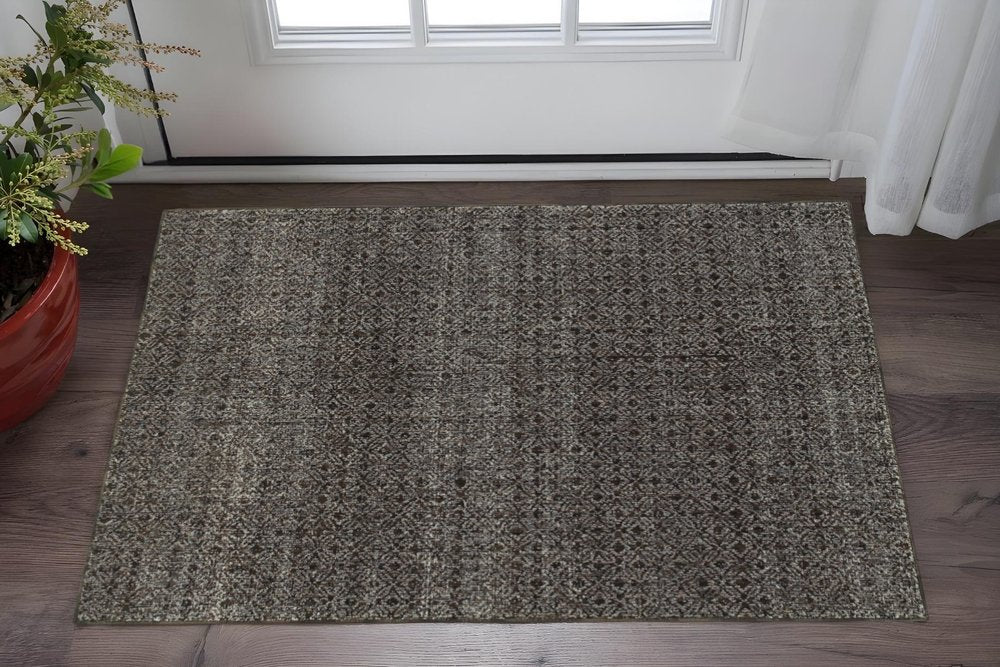 3' X 5' Gray Geometric Power Loom Area Rug