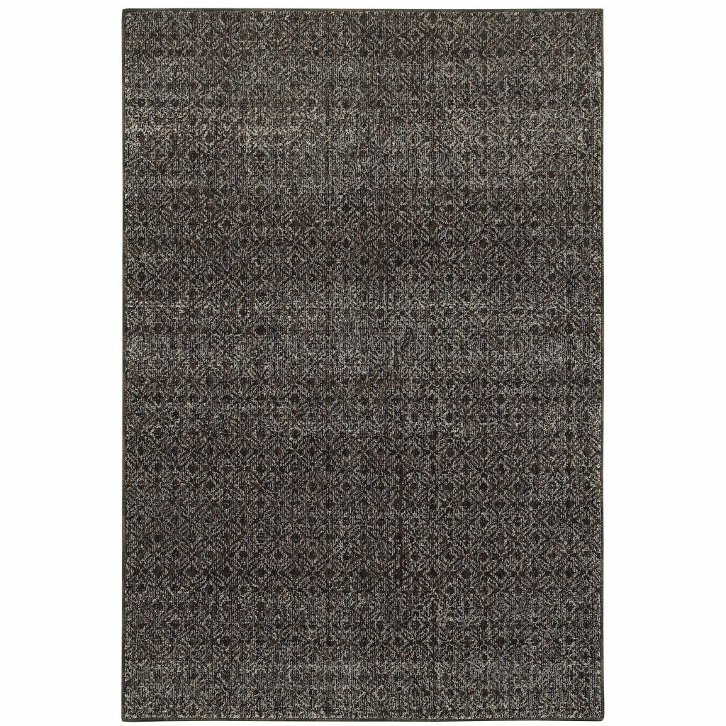 7' X 10' Gray Geometric Power Loom Area Rug