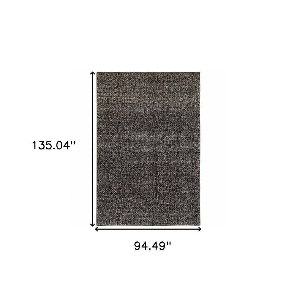 8' X 11' Gray Geometric Power Loom Area Rug