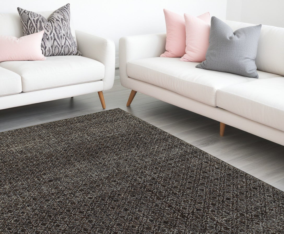 8' X 11' Gray Geometric Power Loom Area Rug