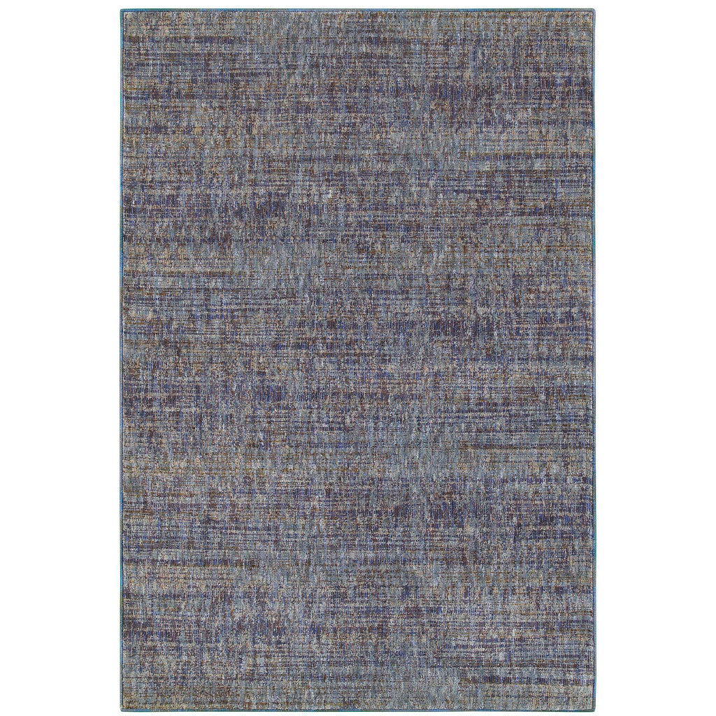 10' x 13' Blue and Ivory Power Loom Area Rug