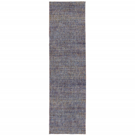 8' Blue And Ivory Runner Rug