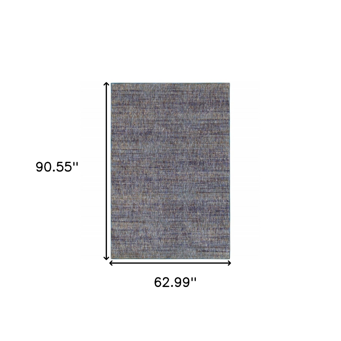 5' x 7' Blue and Ivory Power Loom Area Rug