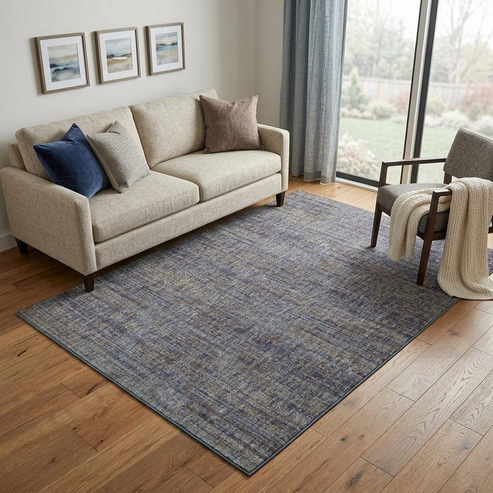 5' X 7' Purple And Gray Distressed Area Rug