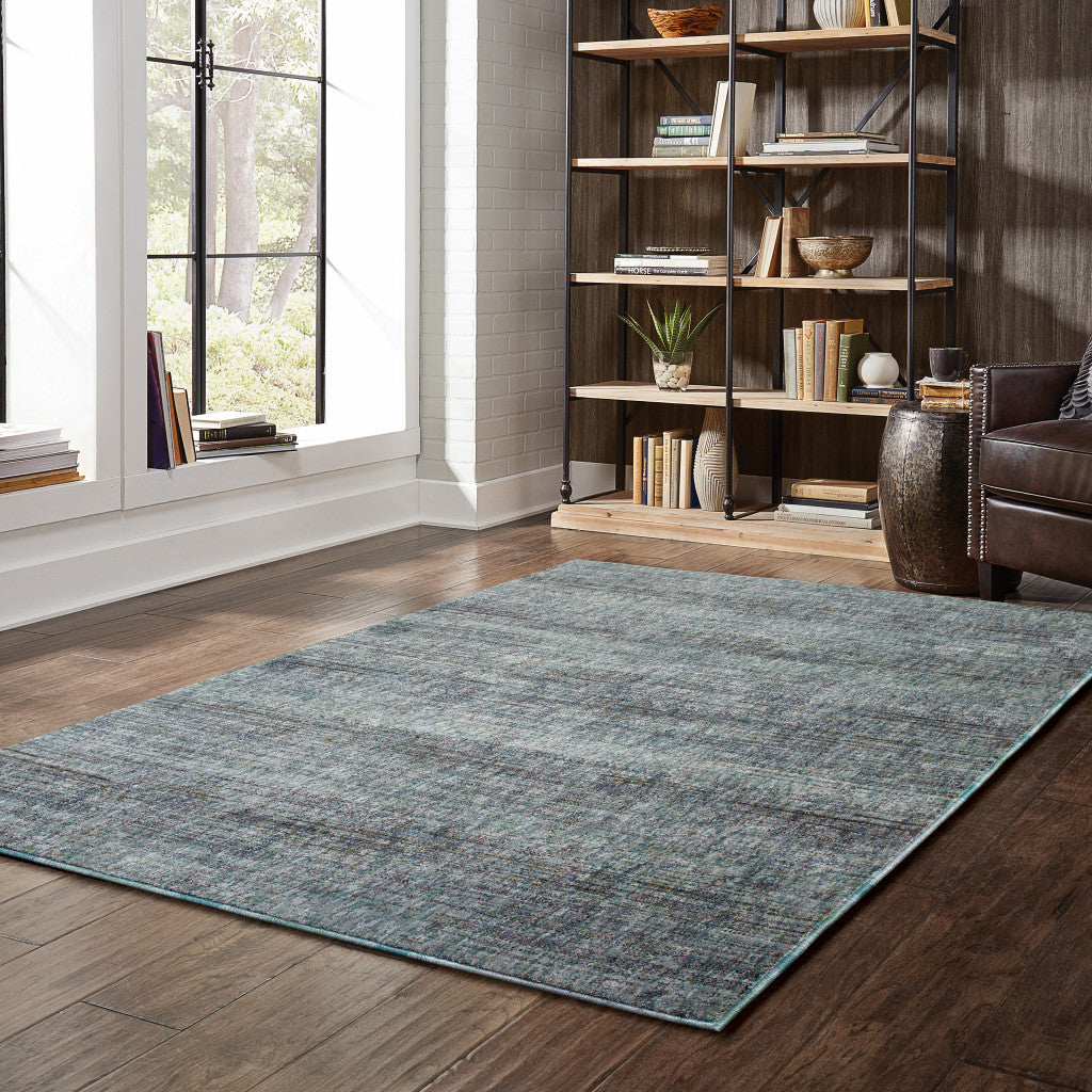 10' x 13' Blue and Gray Power Loom Area Rug