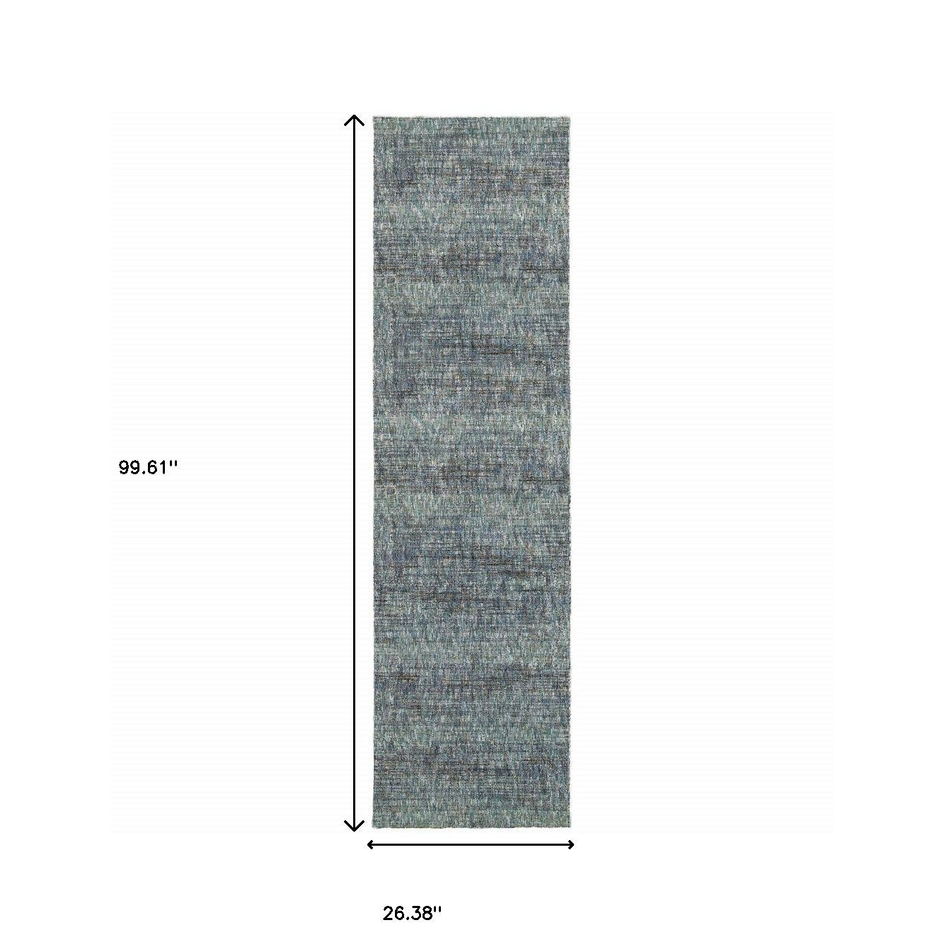 8' Runner Blue and Gray Power Loom Runner Rug