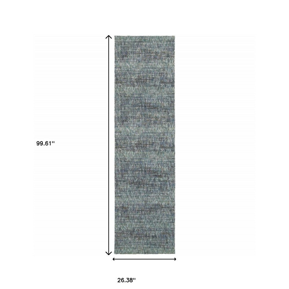 8' Blue And Gray Runner Rug