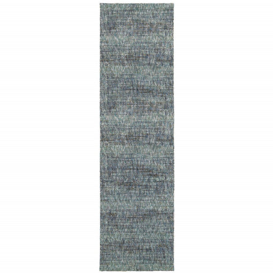 12' Blue Gray And Silver Runner Rug