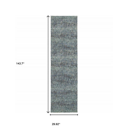 12' Blue Gray And Silver Runner Rug