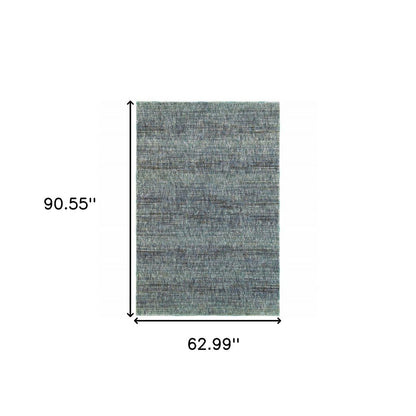 5' x 7' blue and gray power loom area rug