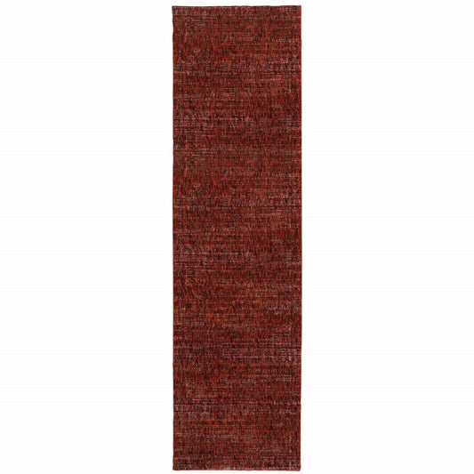 8' Red And Rust Distressed Runner Rug