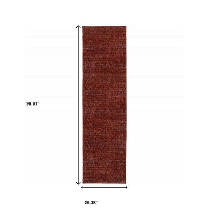 8' Red And Rust Distressed Runner Rug