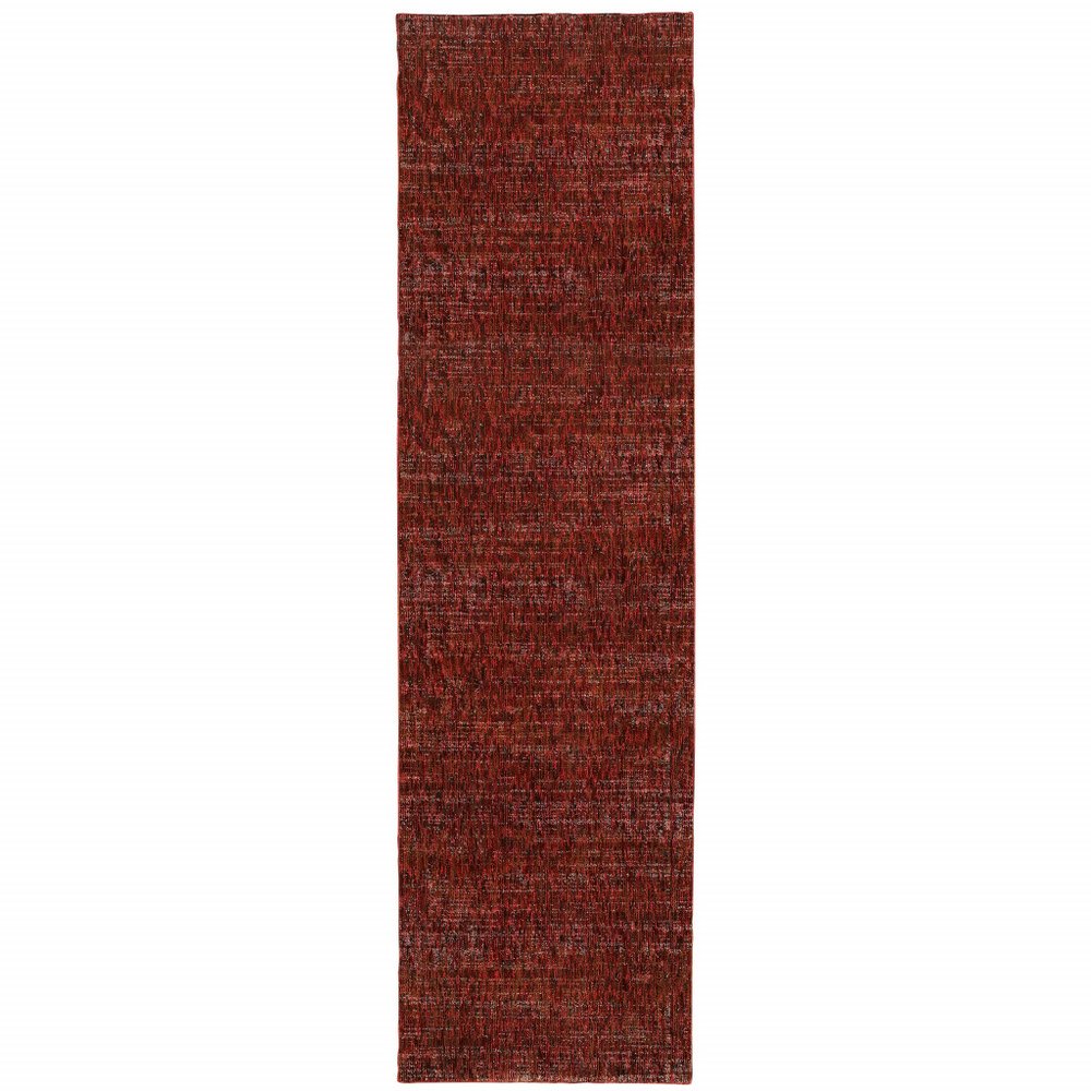 12' Red Gray And Charcoal Runner Rug