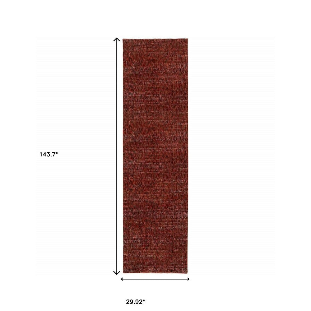 12' Red Gray And Charcoal Runner Rug