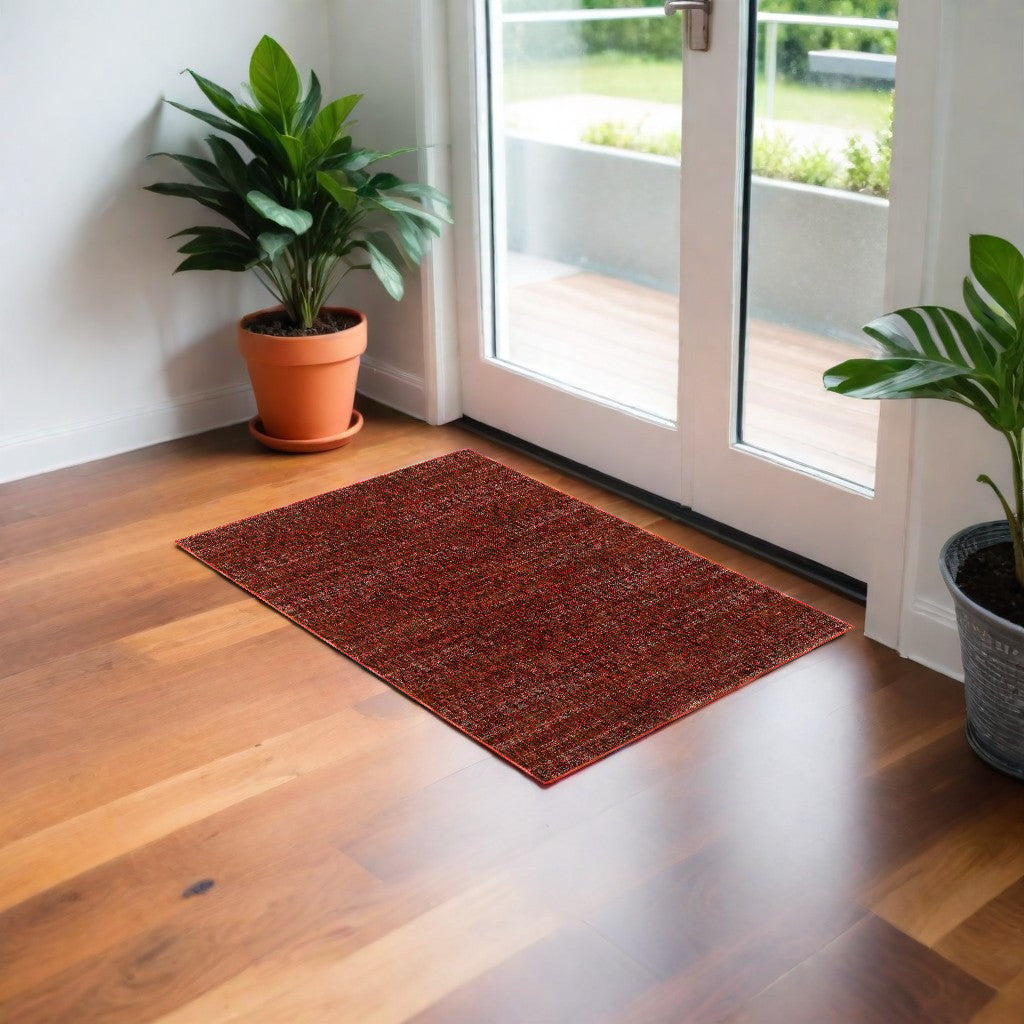 3' X 5' Red and Gray Power Loom Area Rug