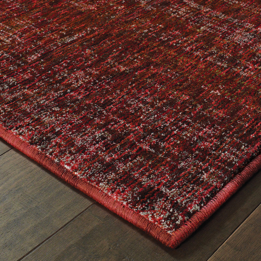 5' x 7' Red and Gray Power Loom Area Rug