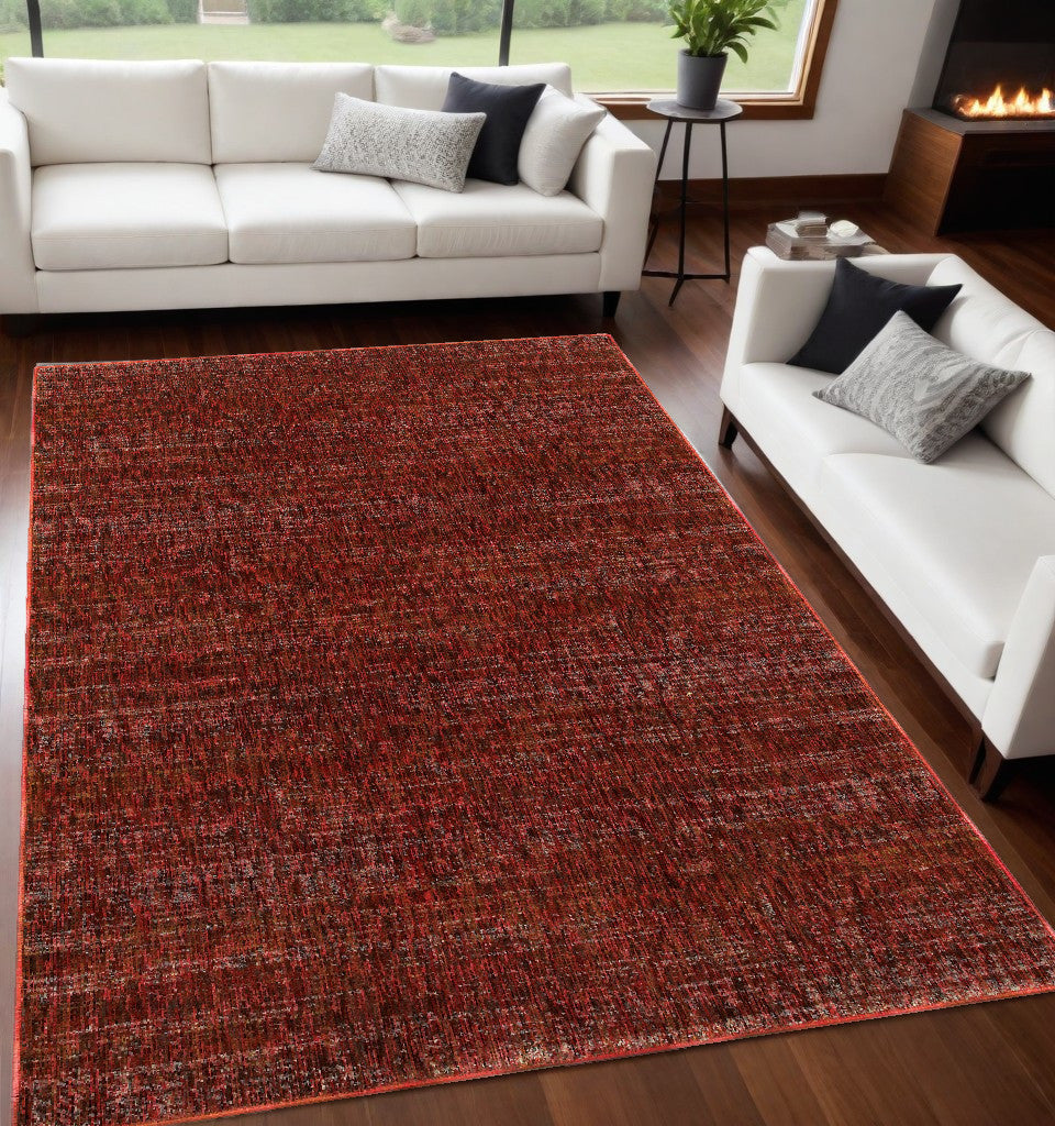 5' x 7' Red and Gray Power Loom Area Rug