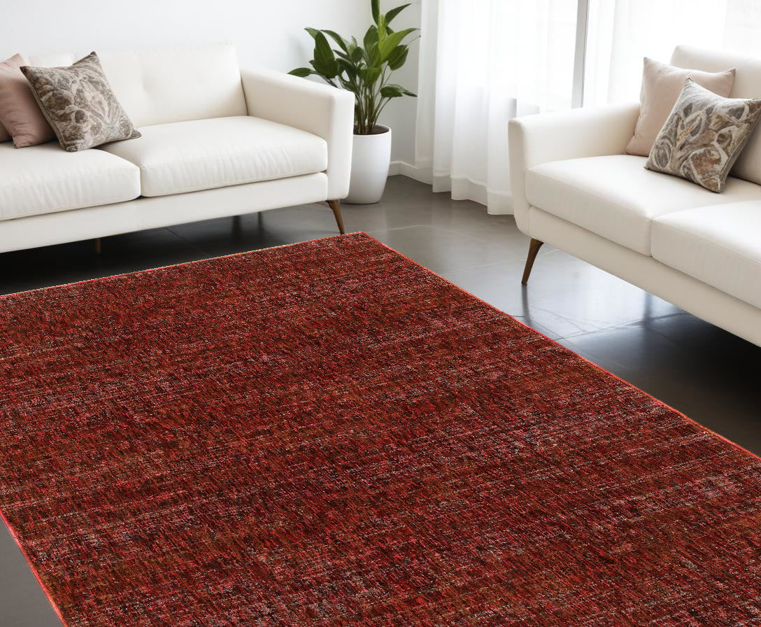 7' X 10' Red and Gray Power Loom Area Rug