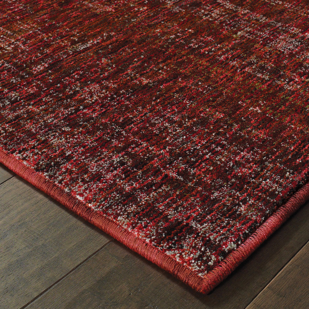 8' x 11' Red and Gray Power Loom Area Rug