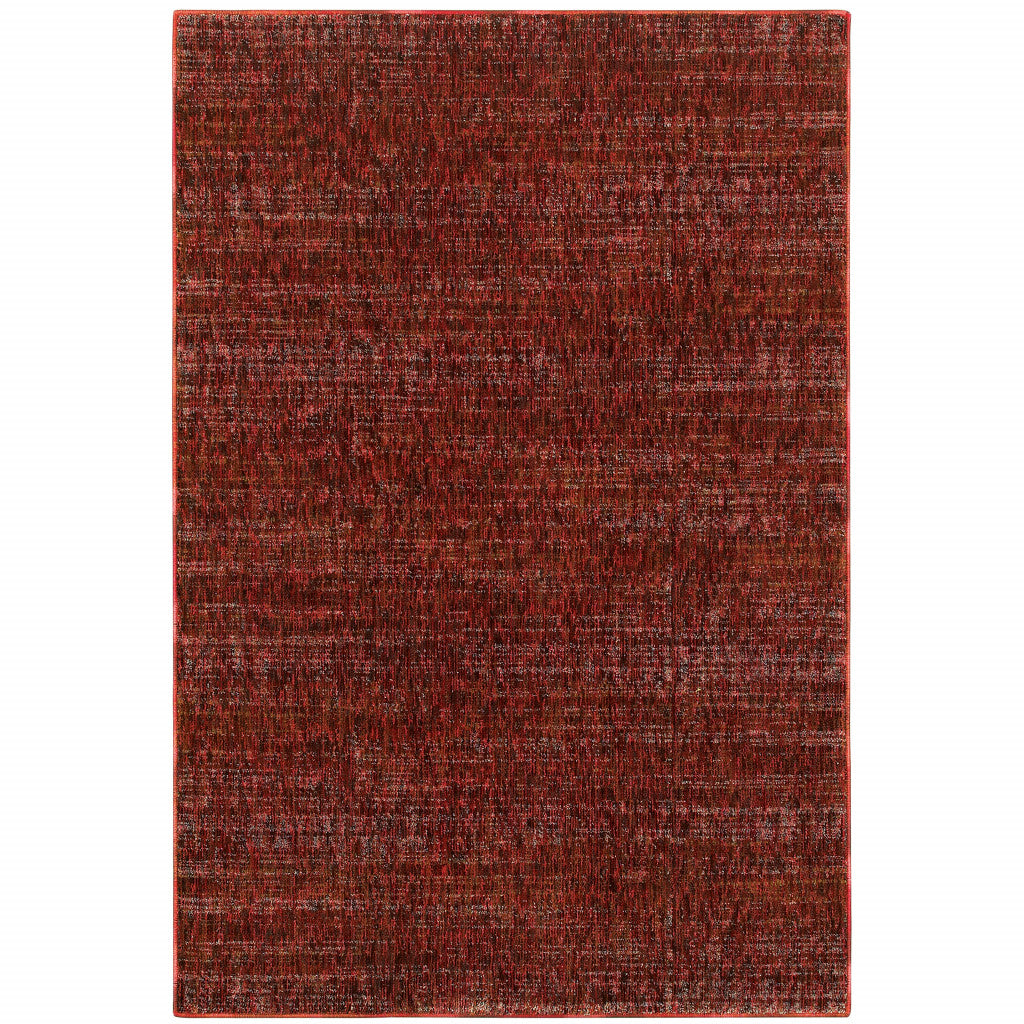 9' x 12' Red and Gray Power Loom Area Rug