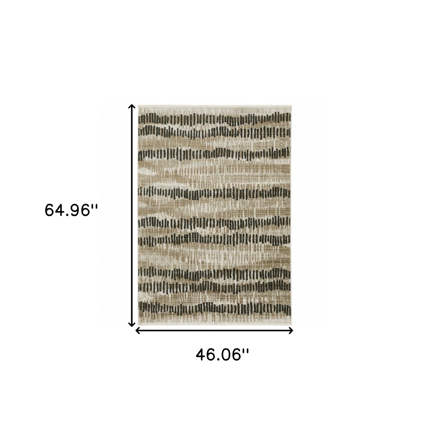 4' X 6' Beige Ivory Charcoal Brown Tan And Grey Abstract Power Loom Stain Resistant Area Rug With Fringe