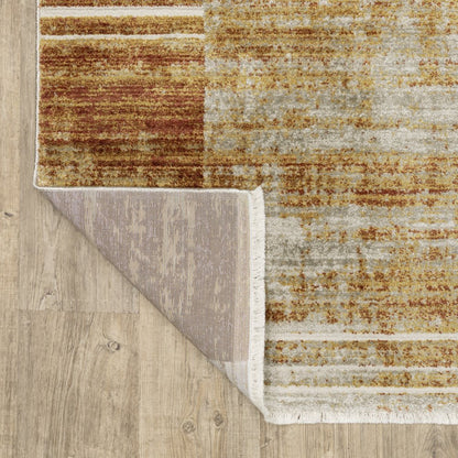 2' X 8' Brown And Ivory Geometric Power Loom Runner Rug With Fringe