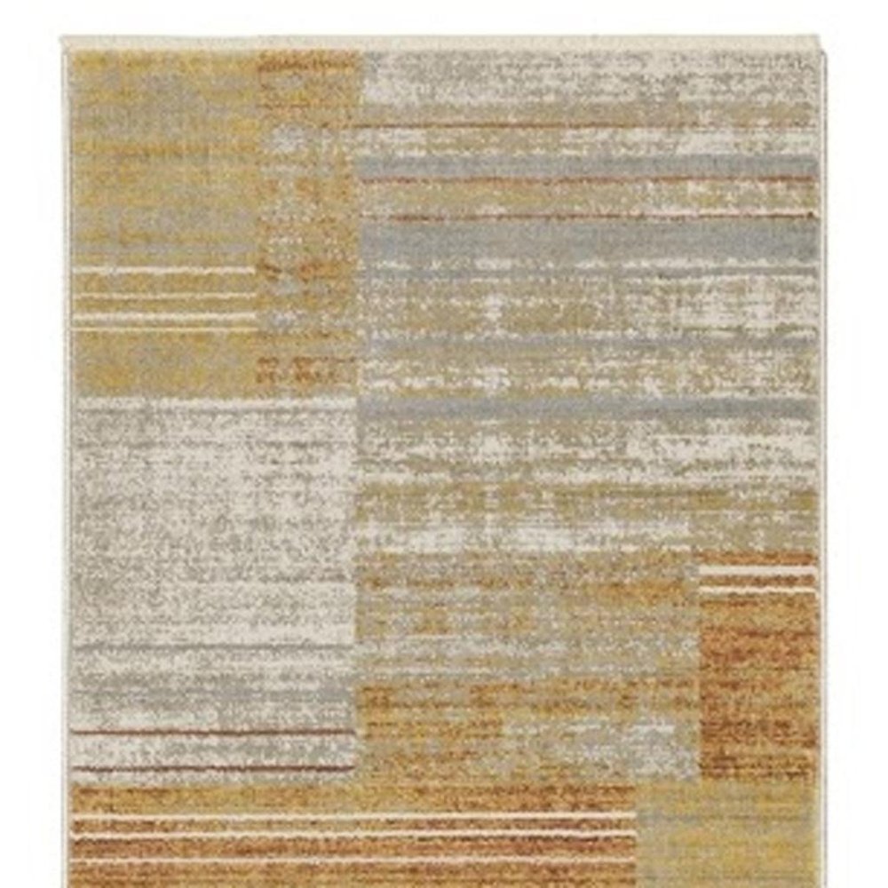 2' X 8' Brown And Ivory Geometric Power Loom Runner Rug With Fringe