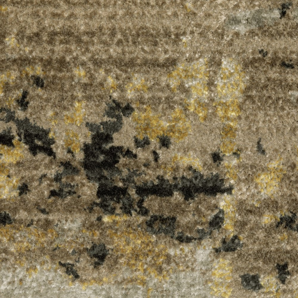 7' X 10' Gray and Black Abstract Power Loom Area Rug With Fringe