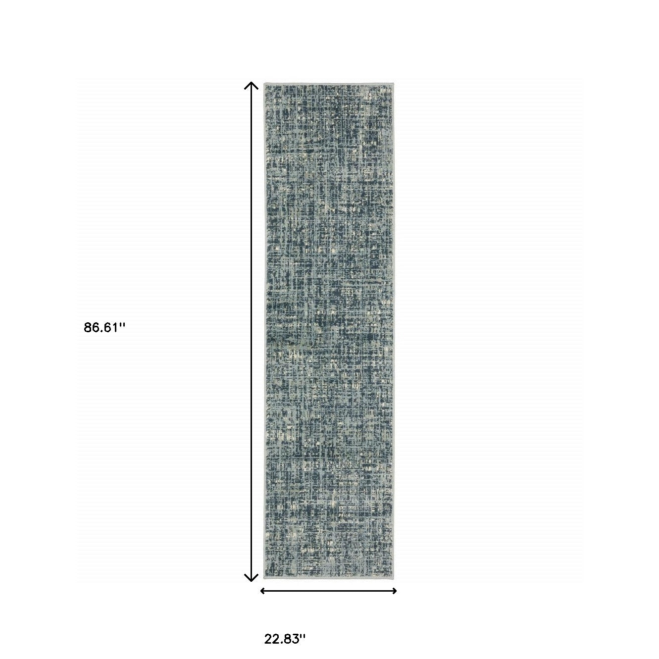 2' X 8' Dark Blue Light Blue Grey Ivory And Beige Abstract Power Loom Stain Resistant Runner Rug