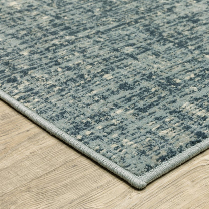 2' X 8' Dark Blue Light Blue Grey Ivory And Beige Abstract Power Loom Stain Resistant Runner Rug
