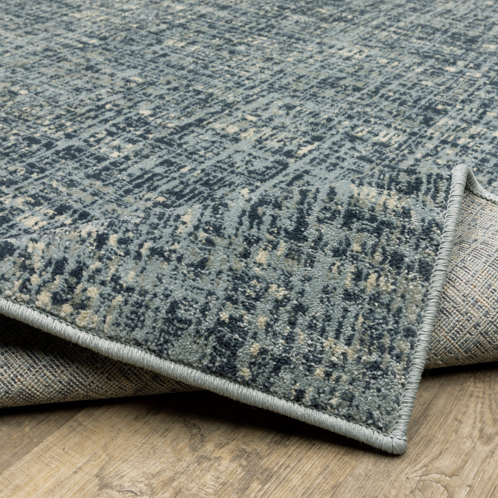 2' X 8' Dark Blue Light Blue Grey Ivory And Beige Abstract Power Loom Stain Resistant Runner Rug