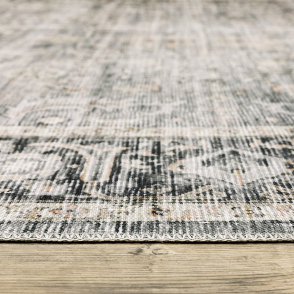 7' X 10' Gray and Ivory Oriental Non Skid Area Rug