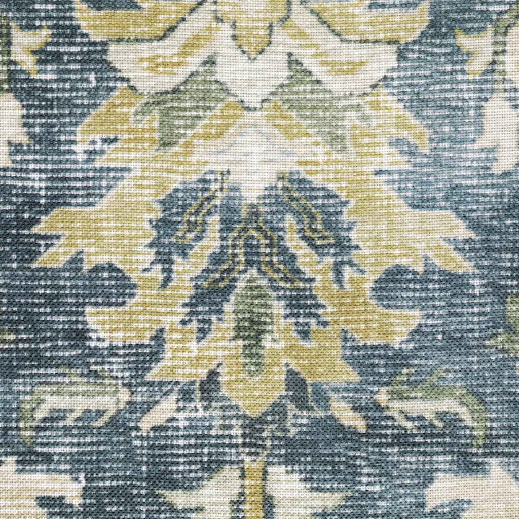 4' X 6' Blue and Ivory Oriental Non Skid Area Rug