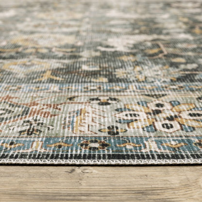 4' X 6' Gray and Ivory Oriental Non Skid Area Rug